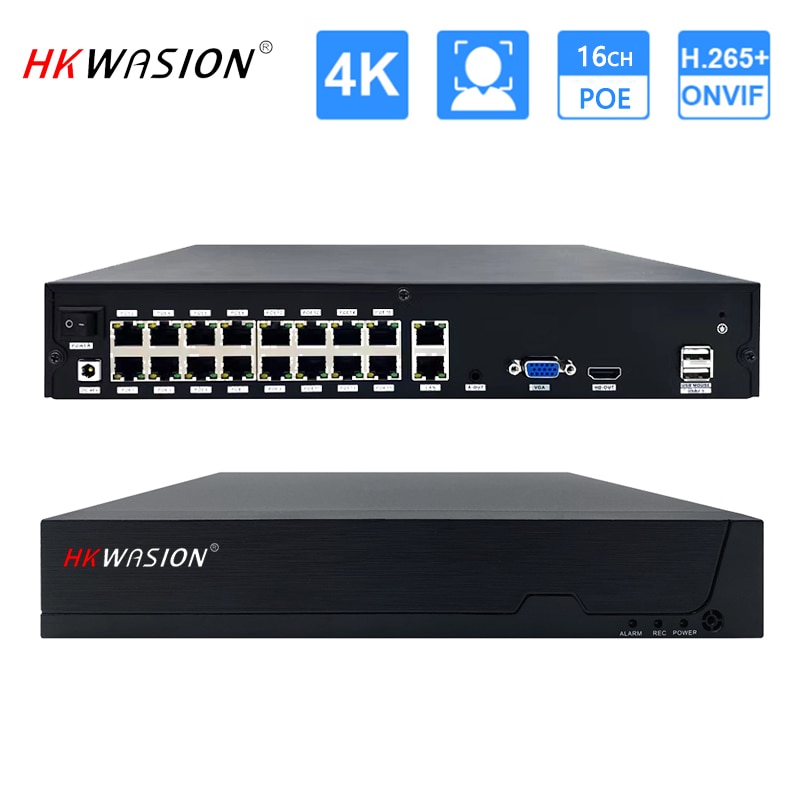 HKWASION16Ch IP ī޶  ν 48V ONVIF ڴ, 4K 8MP H.265 PoE NVR ڴ, HD 3MP 4MP 5MP 8MP